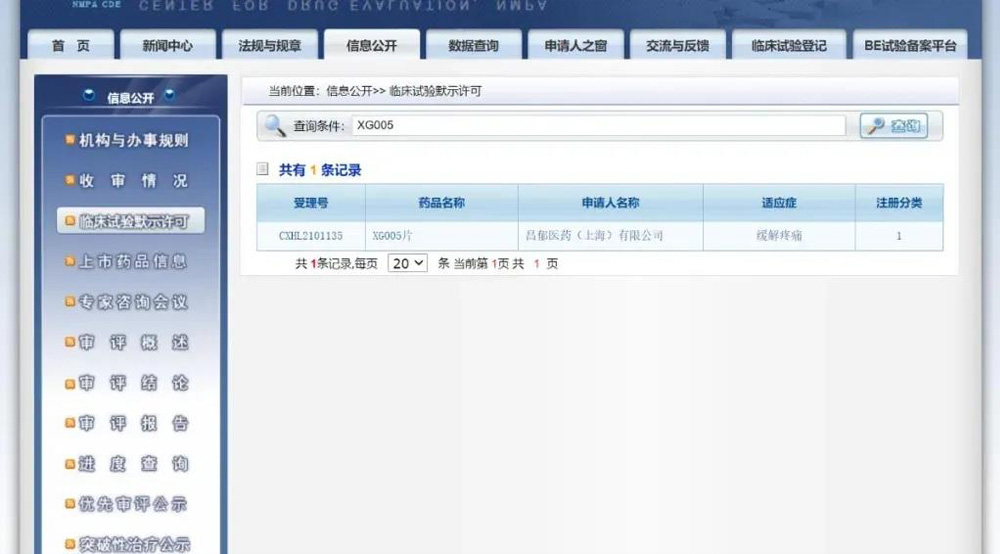 昌郁医药镇痛产品XG005获得一类创新药临床试验许可(图2) 昌郁医药镇痛产品XG005获得一类创新药临床试验许可(图2)