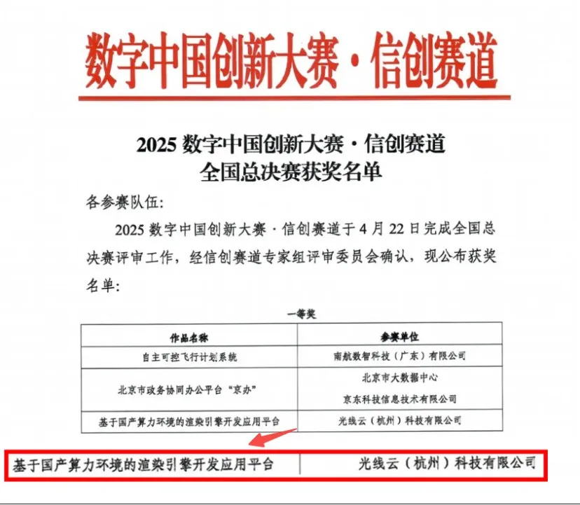 沂景星闻丨光线云斩获信创赛道全国总决赛一等奖
